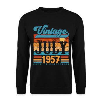 Juli 1957, Juli 1957 Geburtstagsgeschenk. - Unisex Pullover - Schwarz - Vorne - Alina (178cm) & Michal (187cm)