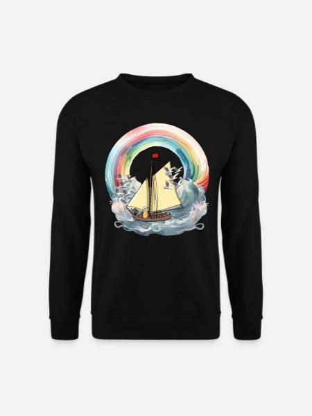 Erdnuss Boot Boote Regenbogen Schiff segeln Nuss - Unisex Pullover - Schwarz