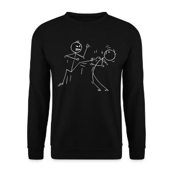 Funny Karate Stick figure karate fighters - Unisex Pullover - Schwarz - Vorne - Alina (178cm) & Michal (187cm)
