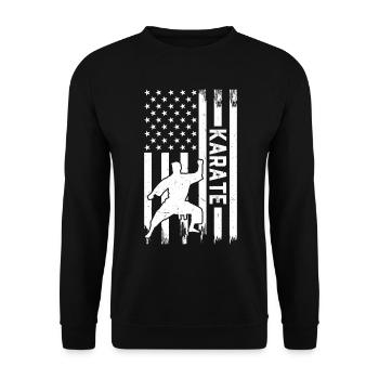 Karate US Flag Karate Fighter - Unisex Pullover - Schwarz - Vorne - Alina (178cm) & Michal (187cm)