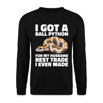 Banana Ball Python Herpetologist Coral Ball - Unisex Pullover - Schwarz - Vorne - Alina (178cm) & Michal (187cm)