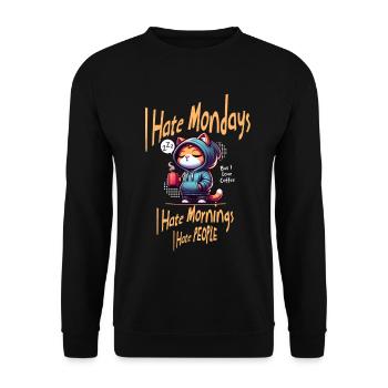 I hate Mondays - Unisex Sweatshirt - black - Front - Alina (178cm) & Michal (187cm)