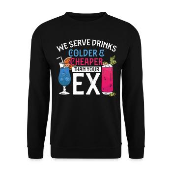 Bartender Mixologist We Serve - Unisex Pullover - Schwarz - Vorne - Alina (178cm) & Michal (187cm)