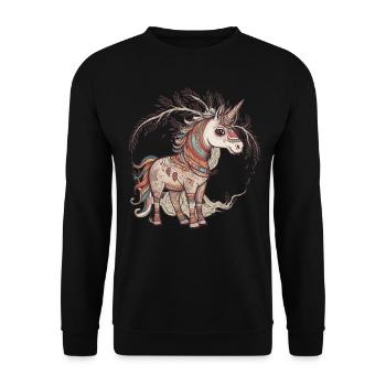 Einhörner Einhorneun Schamane Kinder - Unisex Pullover - Schwarz - Vorne - Alina (178cm) & Michal (187cm)