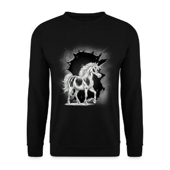 Licornes, Licornes, Créatures Mythiques, Créatures Mythiques, Mystique - Sweat-shirt Unisexe - noir - Devant - Alina (178cm) & Michal (187cm)