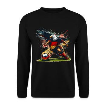 Deutscher Adler & Fußball Design in Schwarz, Rot und Gold - Unisex Pullover - Schwarz - Vorne - Alina (178cm) & Michal (187cm)