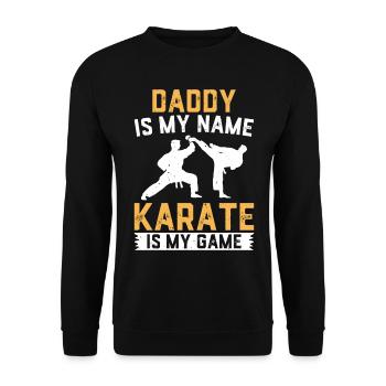 Papa est mon nom Le karaté est mon jeu - Karaté Papa - Sweat-shirt Unisexe - noir - Devant - Alina (178cm) & Michal (187cm)