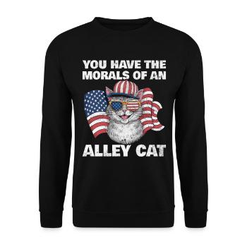 Chat de gouttière, conception de chat drôle - Sweat-shirt Unisexe - noir - Devant - Alina (178cm) & Michal (187cm)
