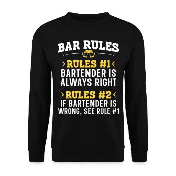 Barman Mixologue Bar Règles du bar - Sweat-shirt Unisexe - noir - Devant - Alina (178cm) & Michal (187cm)