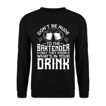 Barman Mixologue Ne soyez pas impoli - Sweat-shirt Unisexe - noir - Devant - Alina (178cm) & Michal (187cm)