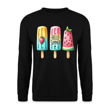 Hello Summer. Happy Popsicle Design, Ice Cream, - Unisex Sweatshirt - black - Front - Alina (178cm) & Michal (187cm)