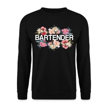 Bartender Mixologist Flowers - Unisex Pullover - Schwarz - Vorne - Alina (178cm) & Michal (187cm)
