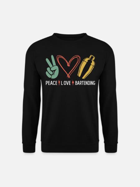 Bartender Mixologist Peace Love - Unisex Pullover - Schwarz