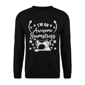 Sewing Lover Sewing Girl - I'm a awesome seamstres - Unisex Pullover - Schwarz - Vorne - Alina (178cm) & Michal (187cm)