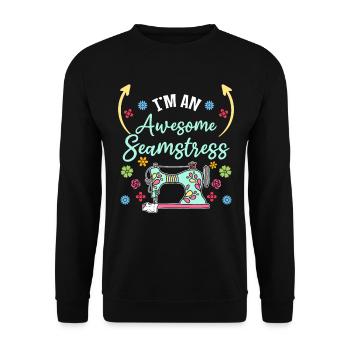 Sewing Seamstress Sewing Lover - I'm a awesome sea - Unisex Pullover - Schwarz - Vorne - Alina (178cm) & Michal (187cm)