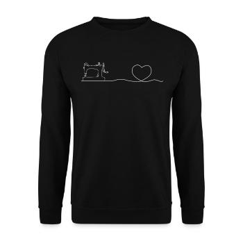 Sewing machine Sewing Heartbeat Sewing - Unisex Sweatshirt - black - Front - Alina (178cm) & Michal (187cm)