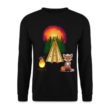 Teepee Campfire Wild West Fox Woodland Western - Unisex Sweatshirt - black - Front - Alina (178cm) & Michal (187cm)