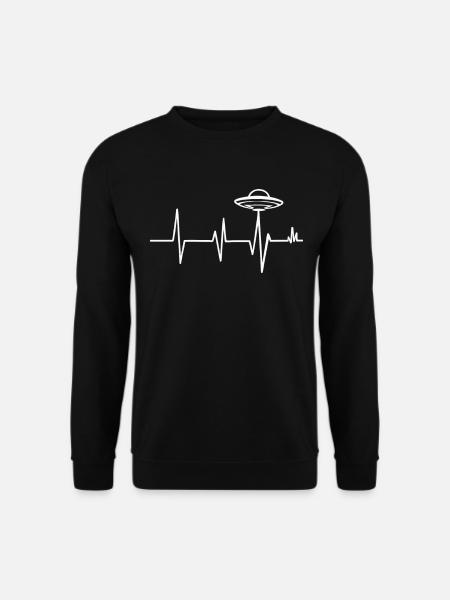Heartbeat Design with UFO - Unisex Sweatshirt - black
