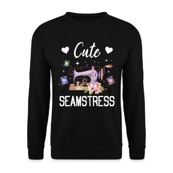 Sewing Lover Sewing Girl - Cute seamstress - Unisex Pullover - Schwarz - Vorne - Alina (178cm) & Michal (187cm)