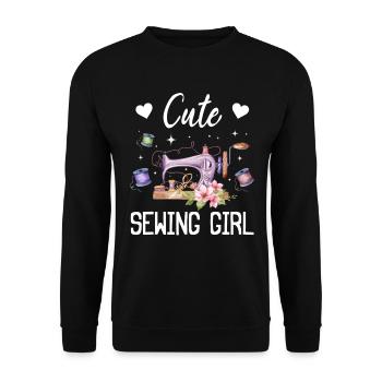 Jolie fille de couture - Couturière Fille de couture Couture L - Sweat-shirt Unisexe - noir - Devant - Alina (178cm) & Michal (187cm)