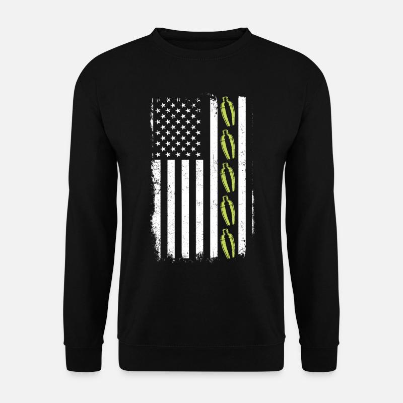 Bartender Mixologist American Flag - Unisex Pullover - Schwarz