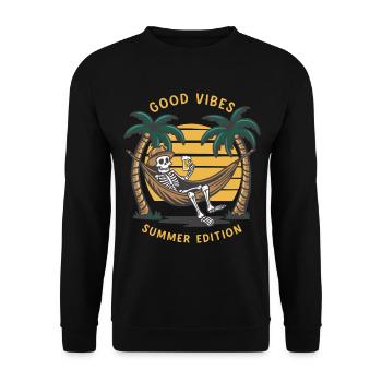 Skeleton in the hammockBeach vacation - Unisex Sweatshirt - black - Front - Alina (178cm) & Michal (187cm)