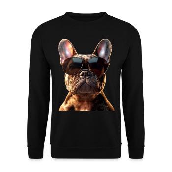 Bouledogue français motif chien bouledogues dogue allemand - Sweat-shirt Unisexe - noir - Devant - Alina (178cm) & Michal (187cm)