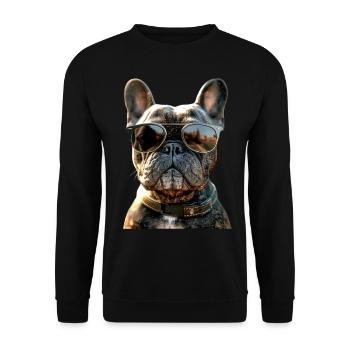 Bouledogue français motif chien bouledogues dogue allemand - Sweat-shirt Unisexe - noir - Devant - Alina (178cm) & Michal (187cm)