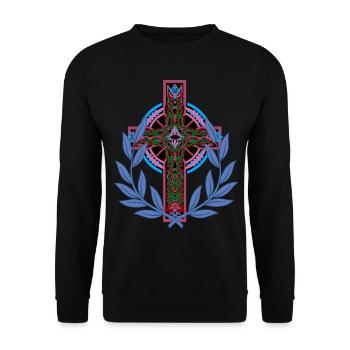 Kreuz Kreuze Kruzifix - Unisex Pullover - Schwarz - Vorne - Alina (178cm) & Michal (187cm)