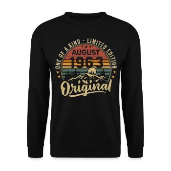 August 1963 Geburtstagsgeschenk 1963 Legenden August - Unisex Pullover - Schwarz - Vorne - Alina (178cm) & Michal (187cm)