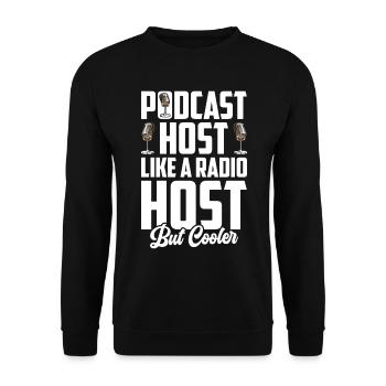 Podcast Host Podcaster Podcasting Podcast Hörer - Unisex Pullover - Schwarz - Vorne - Alina (178cm) & Michal (187cm)