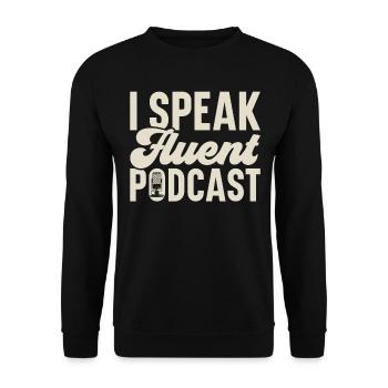 Podcast Host Podcaster Podcasting Podcast Hörer - Unisex Pullover - Schwarz - Vorne - Alina (178cm) & Michal (187cm)