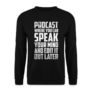 Podcast Host Podcaster Podcasting Podcast Hörer - Unisex Pullover - Schwarz - Vorne - Alina (178cm) & Michal (187cm)
