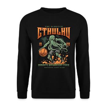 Basketball Cthulhu Kult Lovecraft Necronomicon - Unisex Pullover - Schwarz - Vorne - Alina (178cm) & Michal (187cm)