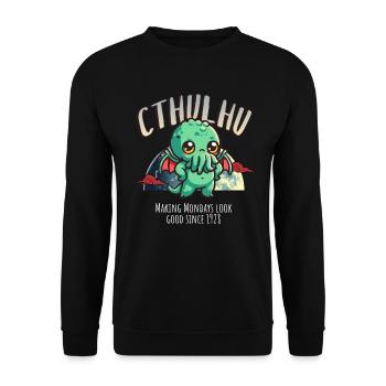 Montag 1928 - Cthulhu Kult Lovecraft Necronomicon - Unisex Pullover - Schwarz - Vorne - Alina (178cm) & Michal (187cm)