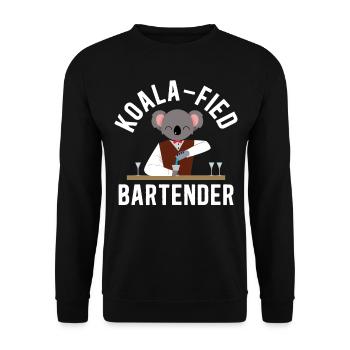 Bartender Mixologist Koala - Unisex Pullover - Schwarz - Vorne - Alina (178cm) & Michal (187cm)
