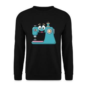 Funny Sewing Male sewing machine - Unisex Pullover - Schwarz - Vorne - Alina (178cm) & Michal (187cm)