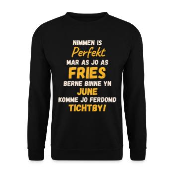 Frisons nés en juin, texte, design d’anniversaire - Sweat-shirt Unisexe - noir - Devant - Alina (178cm) & Michal (187cm)