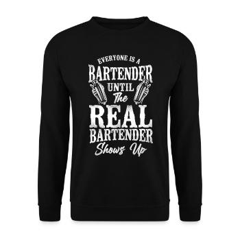 Bartender Mixologist Everyone Is A - Unisex Sweatshirt - black - Front - Alina (178cm) & Michal (187cm)