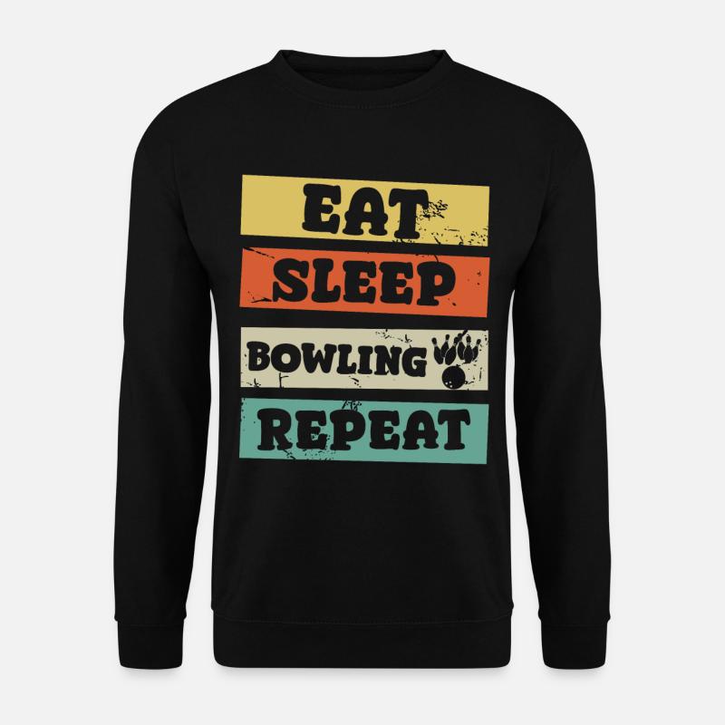eat sleep bowling repeat - Unisex Pullover - Schwarz