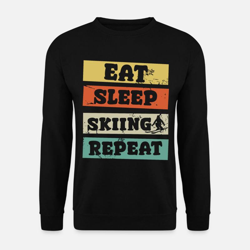 eat sleep skiing repeat - Unisex Pullover - Schwarz