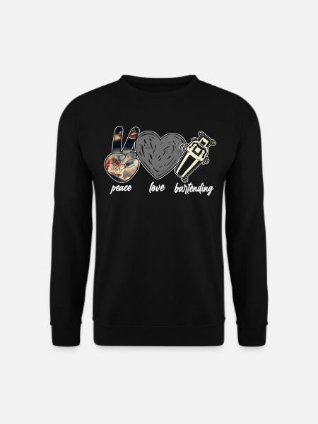 Bartender Mixologist Peace Love - Unisex Pullover - Schwarz