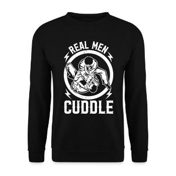 Real Men Cuddle - Drôle de Jiu Jitsu Brésilien - Sweat-shirt Unisexe - noir - Devant - Alina (178cm) & Michal (187cm)
