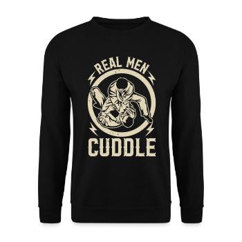 Real Men Cuddle - Jiu Jitsu Combattant Funny Brazilia - Sweat-shirt Unisexe - noir - Devant - Alina (178cm) & Michal (187cm)