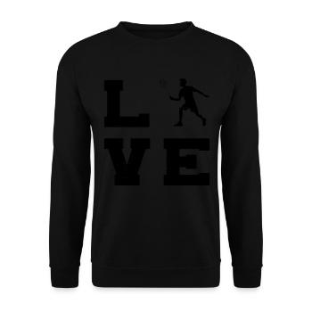 Badminton Squash Herren Federball Badmintonspieler - Unisex Pullover - Schwarz - Vorne - Alina (178cm) & Michal (187cm)