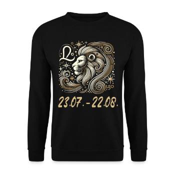 Himmlischer Löwe Sternzeichen - Unisex Pullover - Schwarz - Vorne - Alina (178cm) & Michal (187cm)