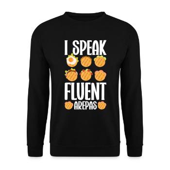 Arepa Kolumbianisches Essen - Unisex Pullover - Schwarz - Vorne - Alina (178cm) & Michal (187cm)