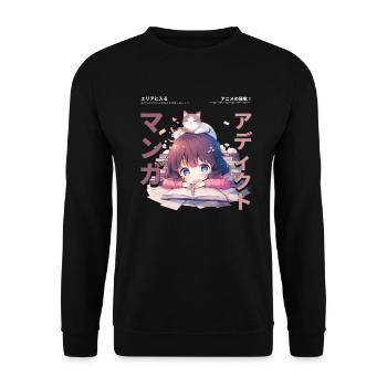 Manga Addicted - Kawaii Anime Girl Fashion Punk - Unisex Pullover - Schwarz - Vorne - Alina (178cm) & Michal (187cm)