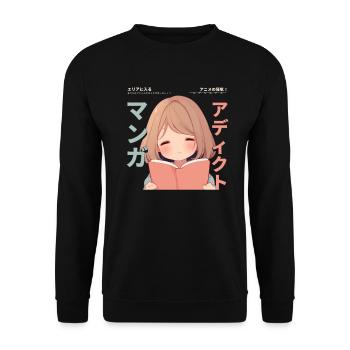 Manga Addicted - Kawaii Anime Girl Fashion Punk - Unisex Pullover - Schwarz - Vorne - Alina (178cm) & Michal (187cm)