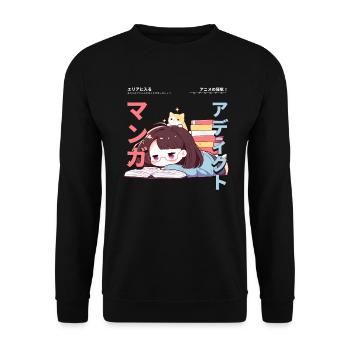 Manga Addicted - Kawaii Anime Girl Fashion Punk - Unisex Sweatshirt - black - Front - Alina (178cm) & Michal (187cm)